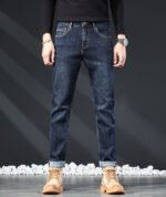 Dark blue 5 pockets casual jeans for men