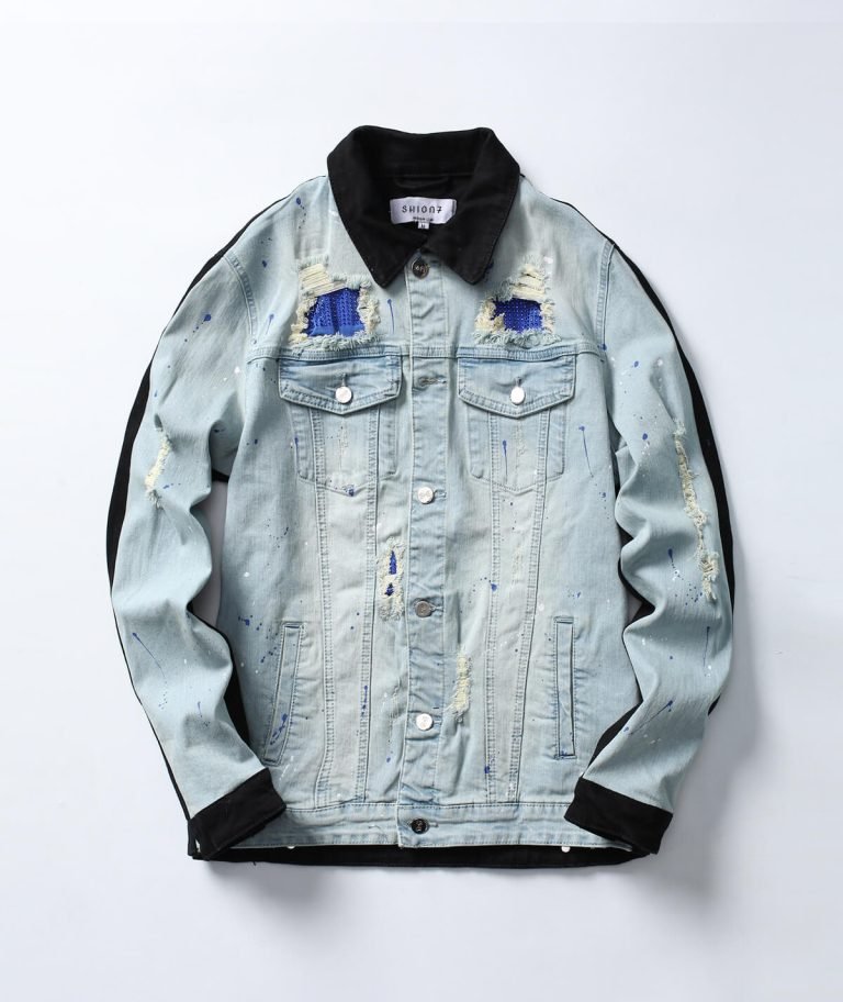 Men's front blue back black denim jacket