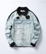 Two tone ripped denim jacket