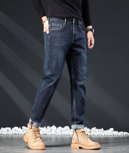 Slim fit dark blue men jeans