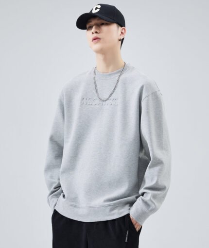 light grey embossed sweatshirt