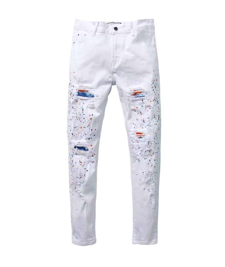 paint splatter white jeans