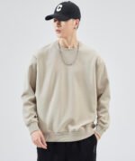 Men's plain crew neck cream sweatshirt