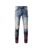 Ripped Skinny Fit palm tree painted jeans