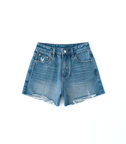 Ripped denim short pants