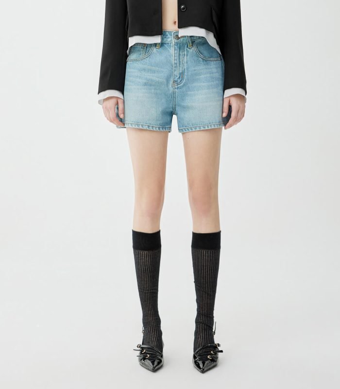 Women oversized denim shorts