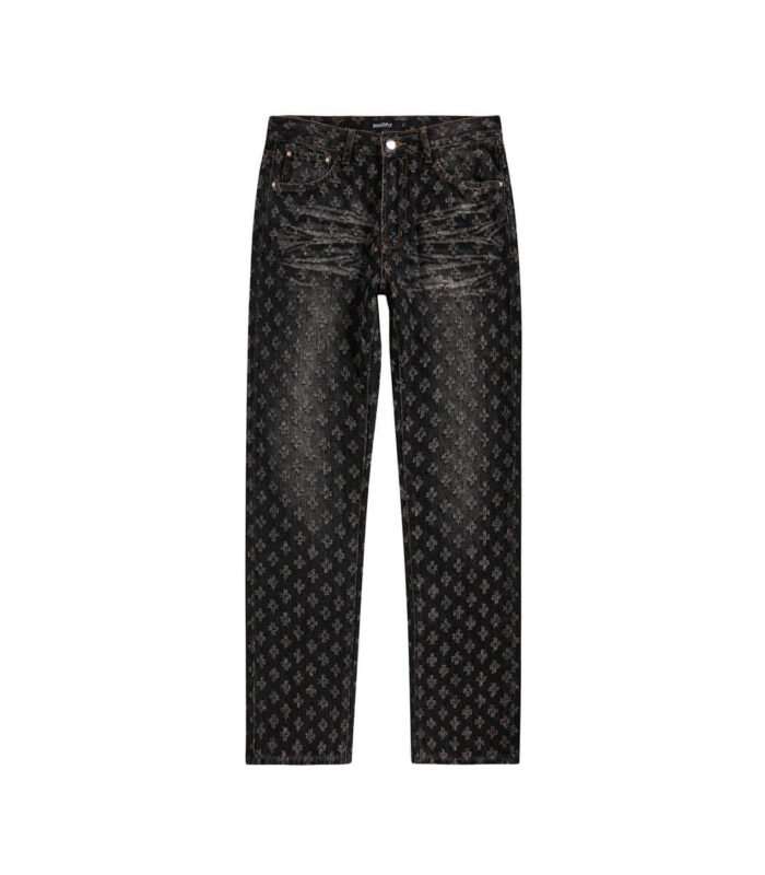 Men's jacquard black jeans