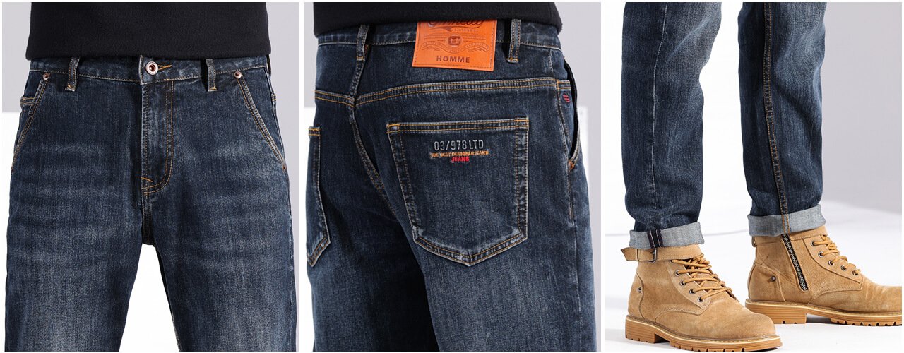 Slant pocket business jeans