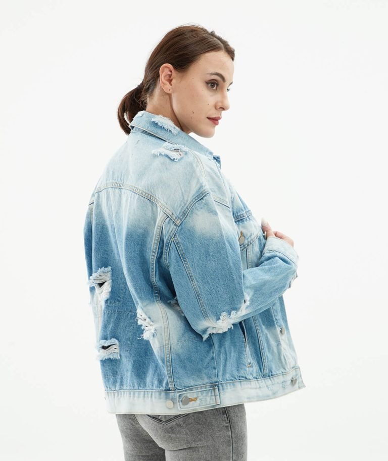 vintage blue ripped denim jacket