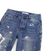 Medium blue hand paint jeans