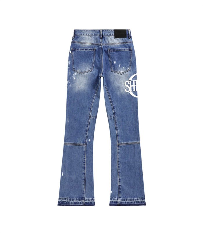 Stacked denim jeans for men