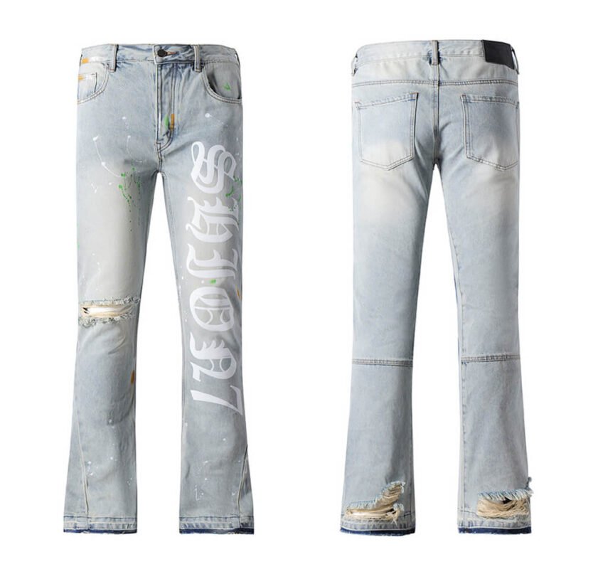 Hand splatter paint jeans