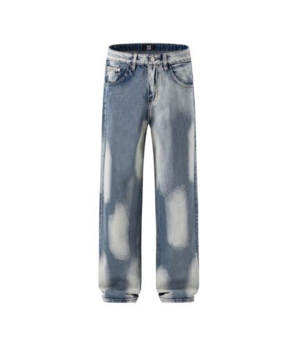 Light blue washed men's baggy jeans