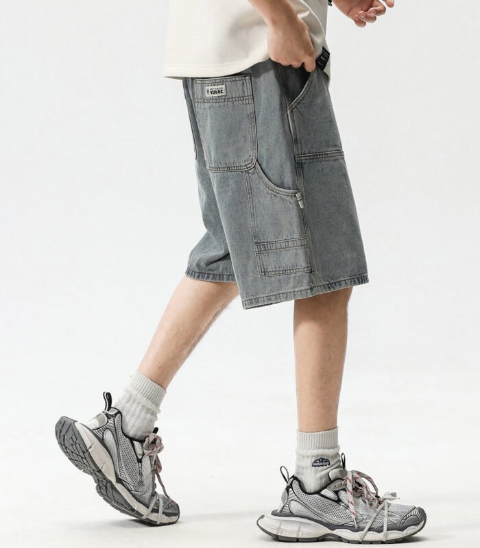 Oversized denim shorts for men