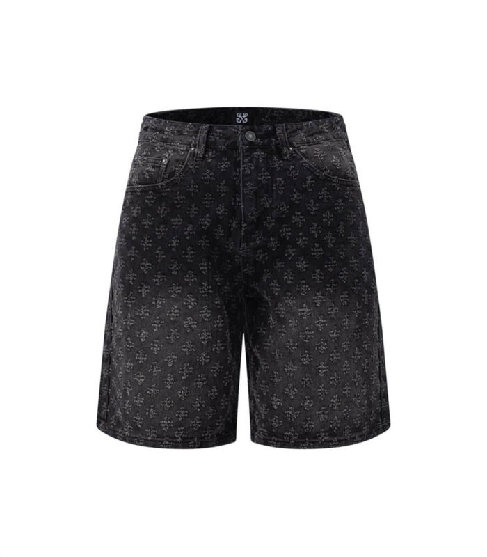 Relaxed fit black denim shorts for men