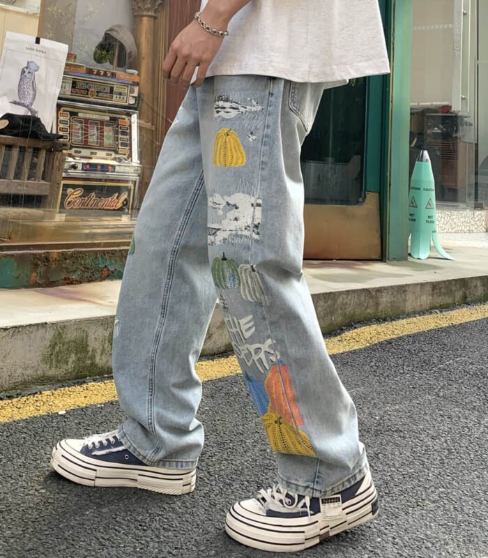 Streetwear print jeans