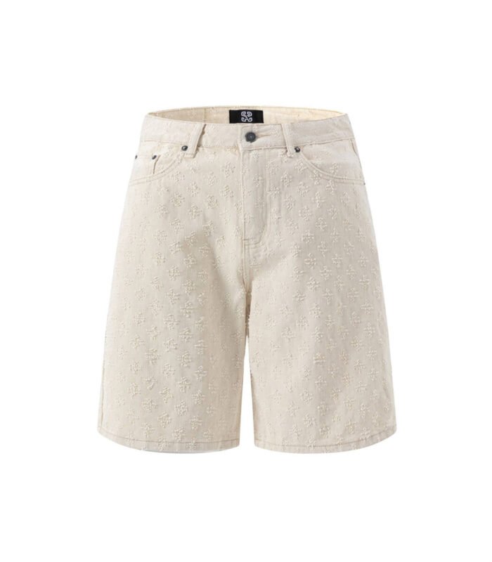 White denim shorts for men