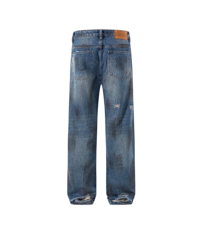 vintage blue long jeans for men