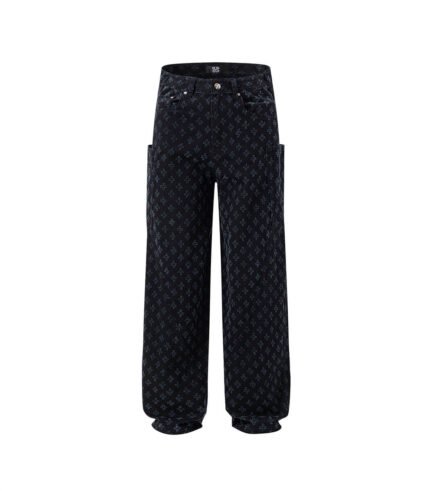 Relaxed fit black denim pants for men