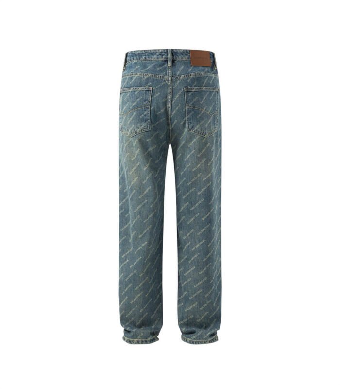 Vintage blue lasered jeans for men