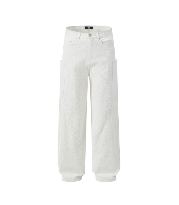 White relaxed fit baggy jeans