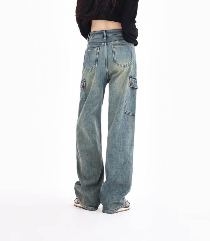 Women baggy jeans with side pockets