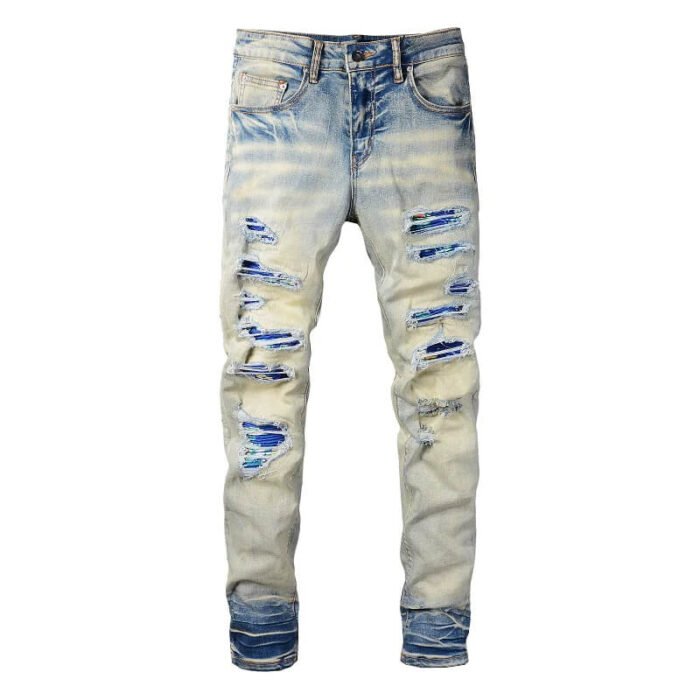 ripped and repaired jeans