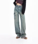 vintage blue women jeans with side pockets