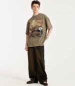 vintage washed beige t-shrit for men