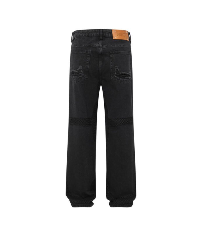 Black denim pants with patches